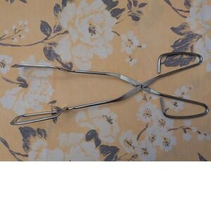 Vintage Ekco USA Stainless Steel Scissor Tongs Silver Kitchen Grilling Tool